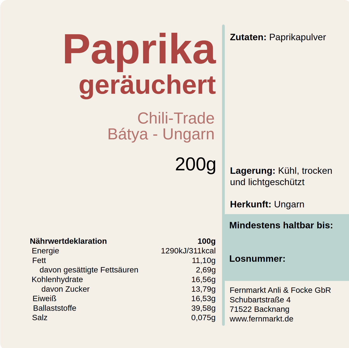 Paprikapulver geräuchert - 200g XXL