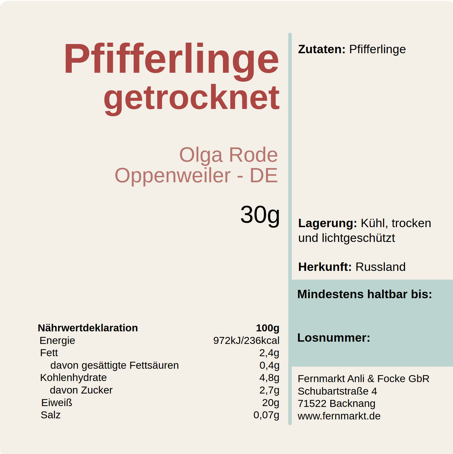 Getrocknete Pfifferlinge